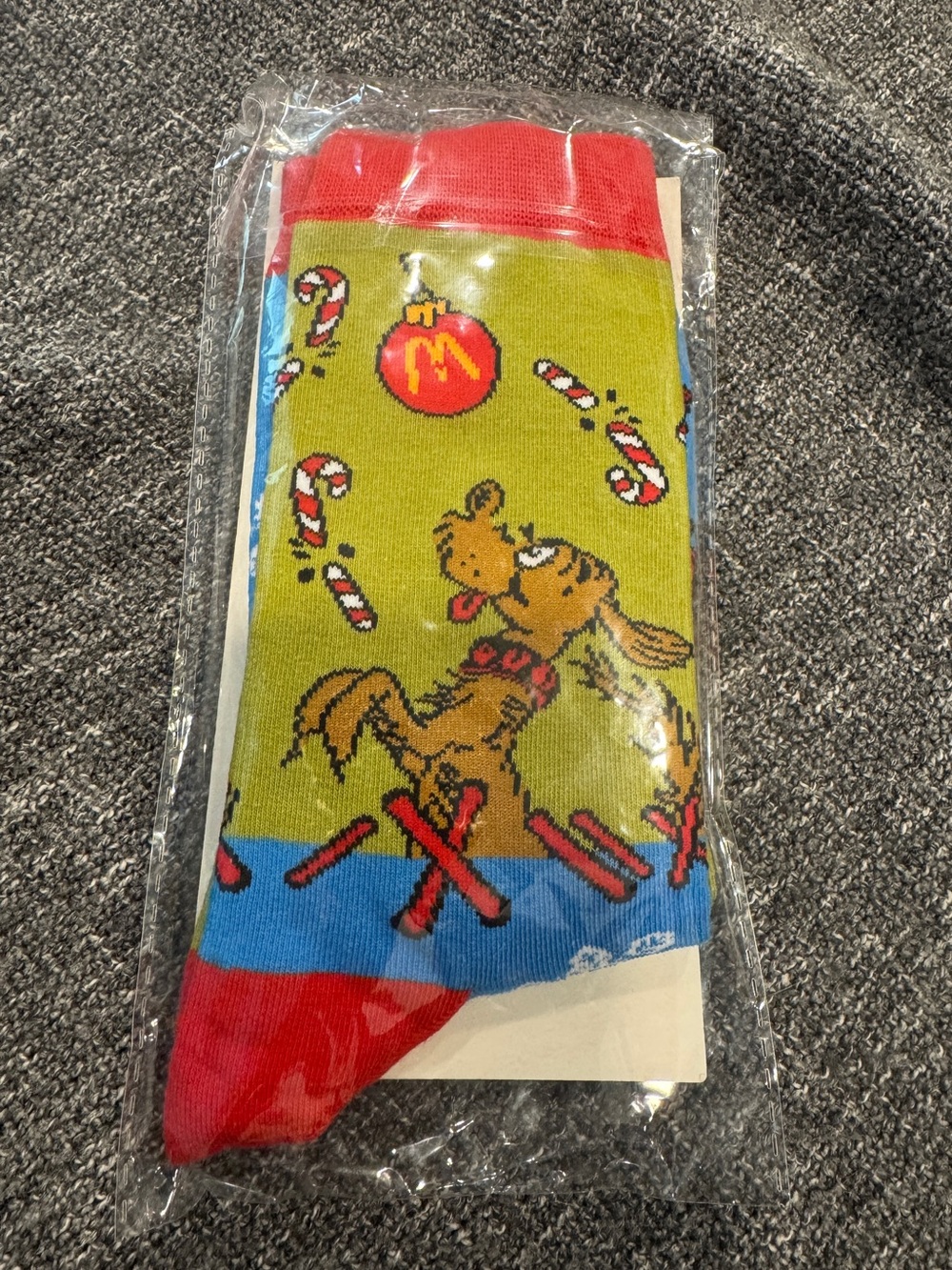 McDonald's Grinch Green Holiday Reindeer Socks with Red and Blue Accents